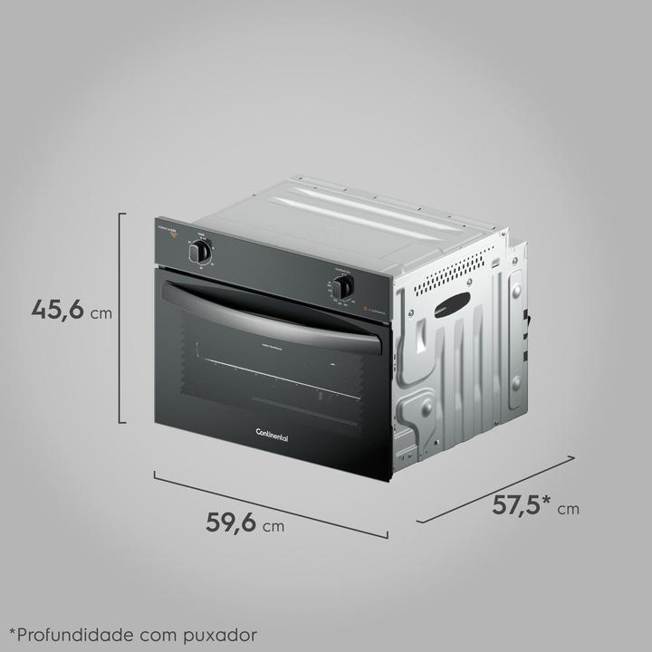 Forno a Gás de Embutir Continental 50L Preto OC4GM - 4