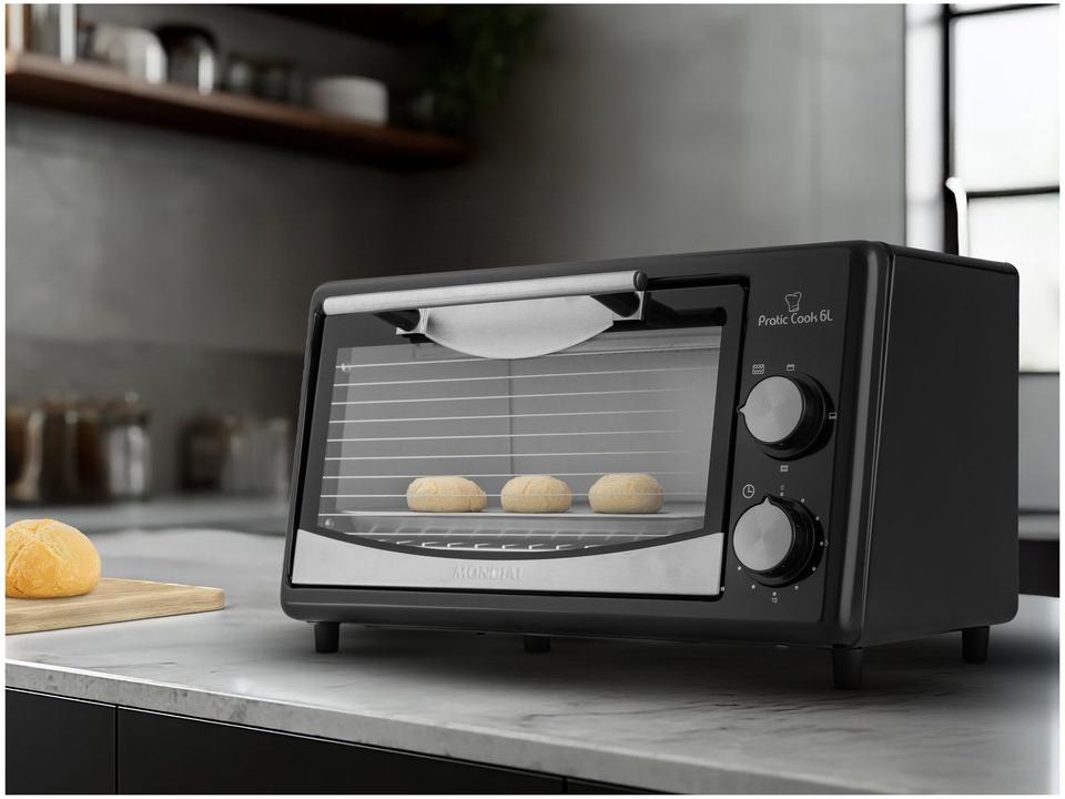 Forno Elétrico de Bancada Mondial com Timer 6L Preto Pratic Cook FR-09 - 2