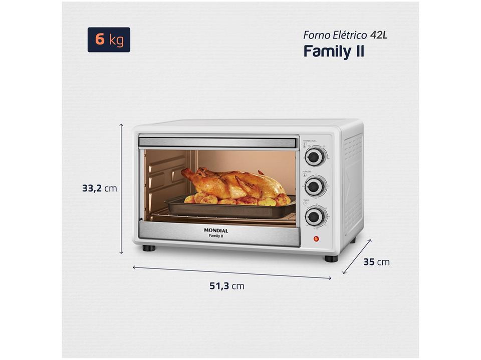 Forno Elétrico de Bancada Mondial Multifuncional 42L Branco e Prata Grand Family II FRN-42-W - 5