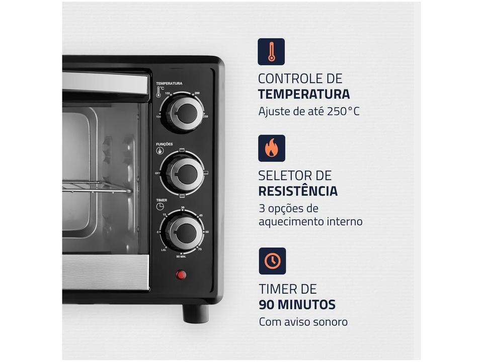 Forno Elétrico de Bancada Mondial Multifuncional 42L Preto e Prata Grand Family II FRN-42-B - 3