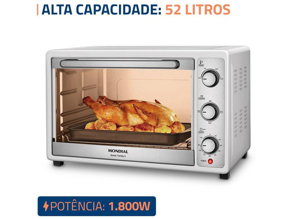 Forno Elétrico de Bancada Mondial Multifuncional 52L Branco e Prata Grand Family II FRN-52-W - 2