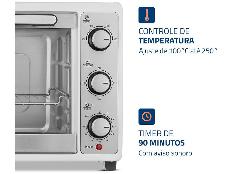 Forno Elétrico de Bancada Mondial Multifuncional 52L Branco e Prata Grand Family II FRN-52-W - 4