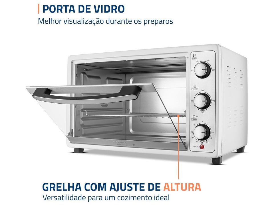 Forno Elétrico de Bancada Mondial Multifuncional 52L Branco e Prata Grand Family II FRN-52-W - 6