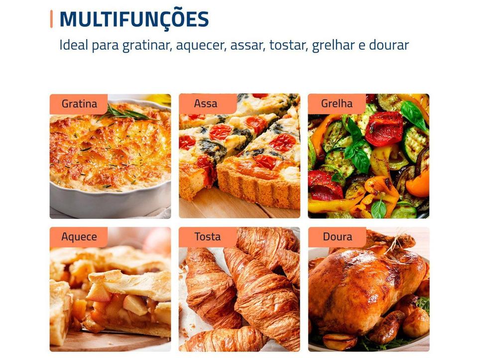 Forno Elétrico de Bancada Mondial Multifuncional 52L Preto e Prata Grand Family II FRN-52-B - 3
