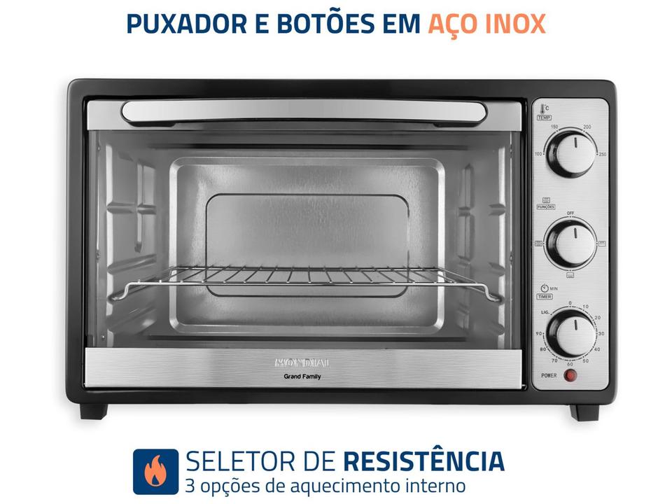 Forno Elétrico de Bancada Mondial Multifuncional 52L Preto e Prata Grand Family II FRN-52-B - 4