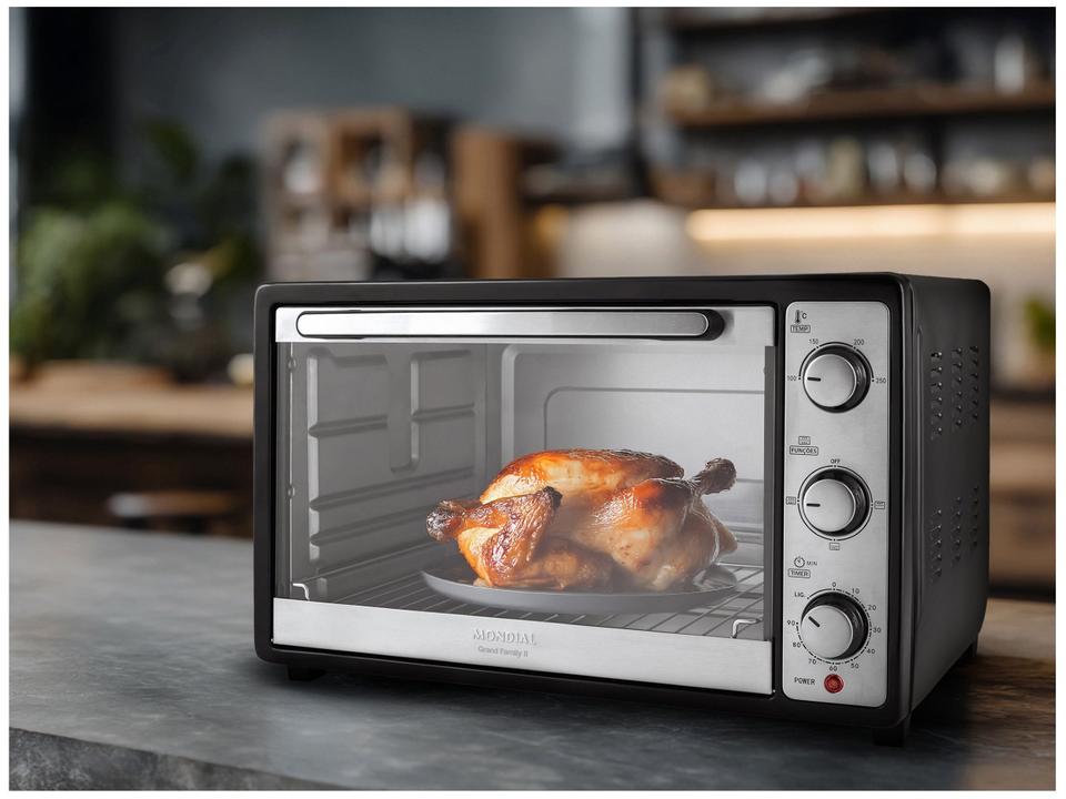 Forno Elétrico de Bancada Mondial Multifuncional 52L Preto e Prata Grand Family II FRN-52-B - 1