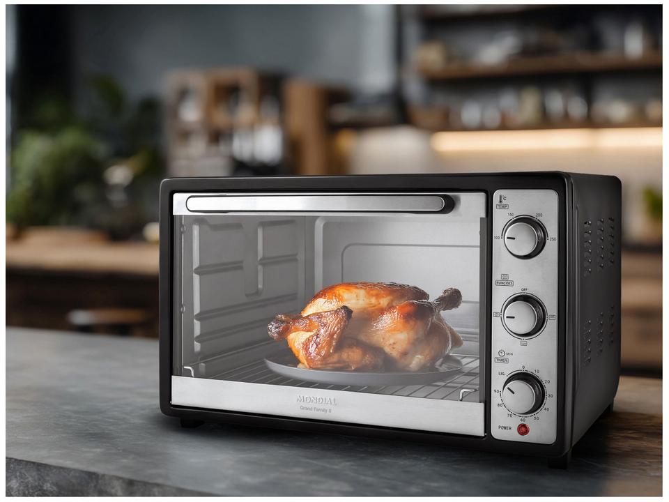 Forno Elétrico de Bancada Mondial Multifuncional 52L Preto e Prata Grand Family II FRN-52-B - 1