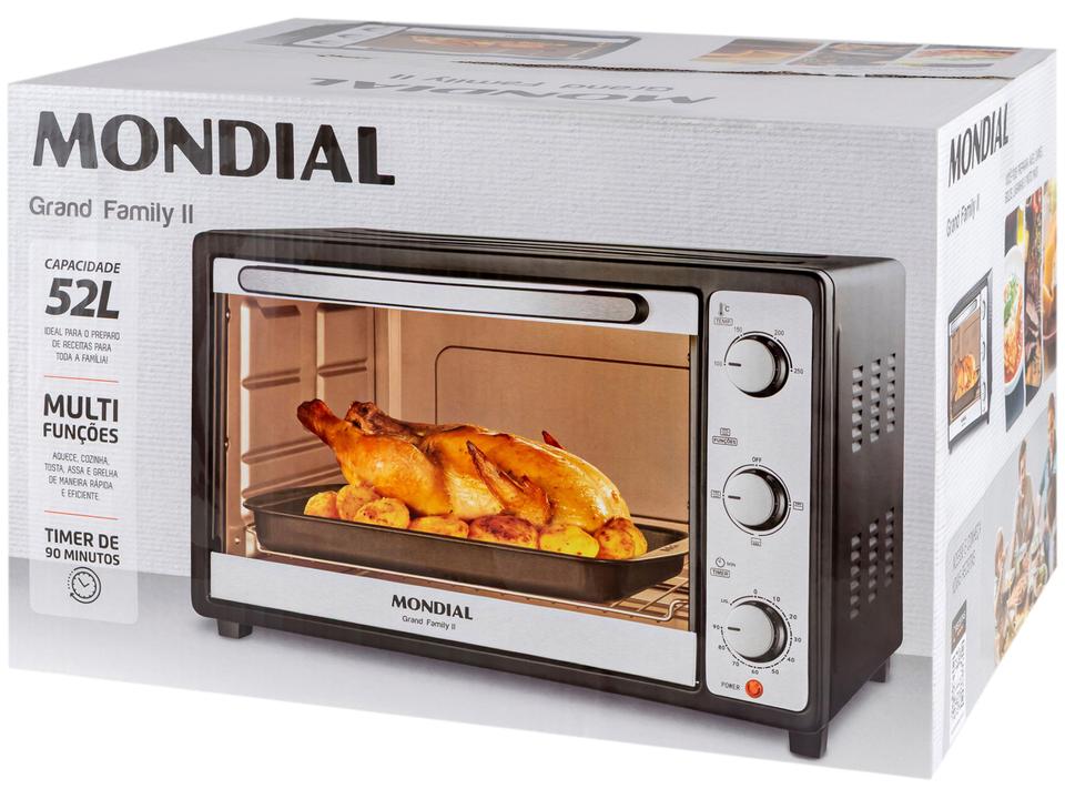 Forno Elétrico de Bancada Mondial Multifuncional 52L Preto e Prata Grand Family II FRN-52-B - 14