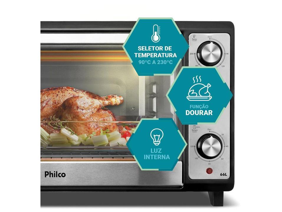 Forno Elétrico de Bancada Philco Multifuncional Grill 66L com Lâmpada Preto PFE66 - 4
