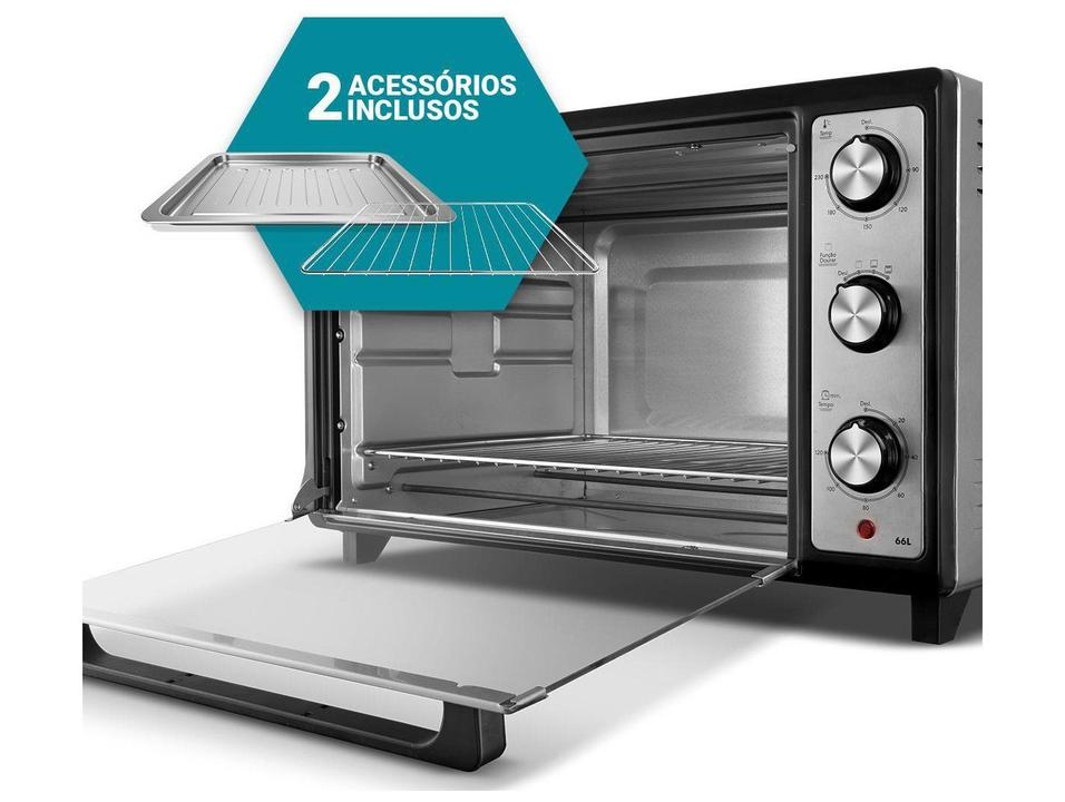 Forno Elétrico de Bancada Philco Multifuncional Grill 66L com Lâmpada Preto PFE66 - 5