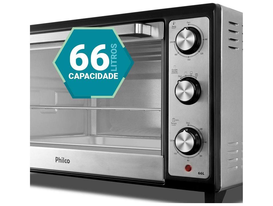 Forno Elétrico de Bancada Philco Multifuncional Grill 66L com Lâmpada Preto PFE66 - 3