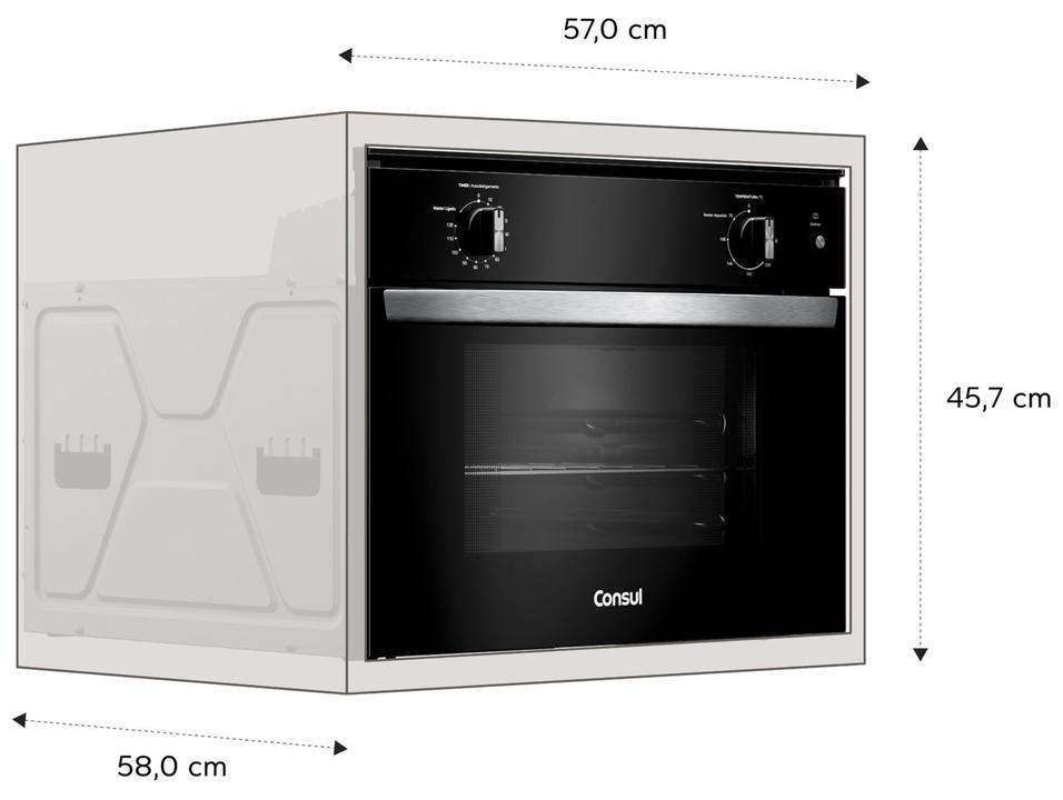 Forno Elétrico de Embutir Consul Multifuncional Grill 47L Preto COB47BE - 11