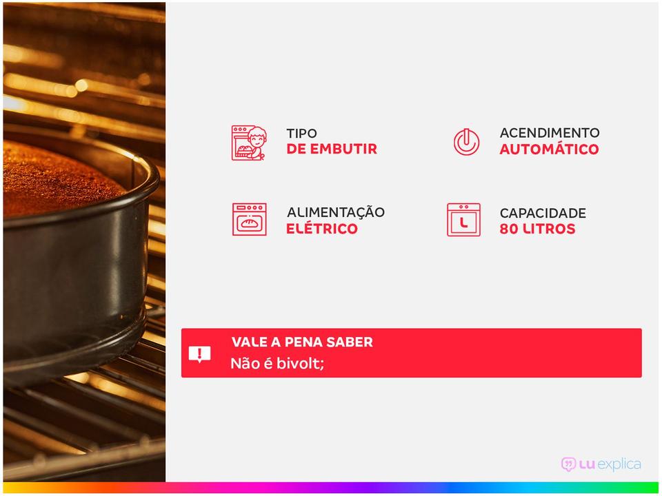 Forno Elétrico de Embutir Continental 80L Preto OC8EM - 1