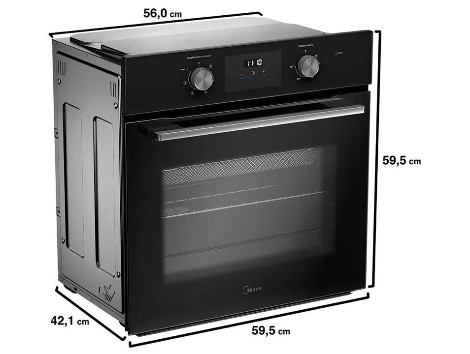 Forno Elétrico de Embutir Midea Multifuncional Grill 68L Preto Digital com Airfryer TSD62 - 6
