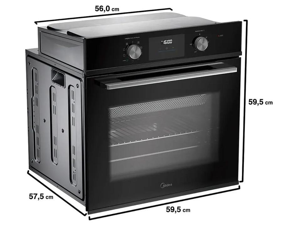 Forno Elétrico de Embutir Midea Multifuncional Grill 80L Preto Digital com Airfryer TSD80P2 - 7