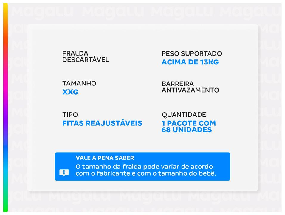 Fralda Babysec Galinha Pintadinha Ultra Sec XXG Acima de 13kg 68 Unidades - 1