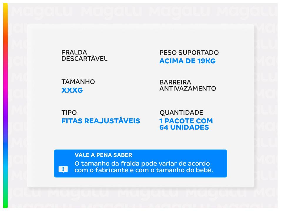 Fralda Babysec Galinha Pintadinha Ultra Sec XXXG Acima de 19kg 64 Unidades - 1