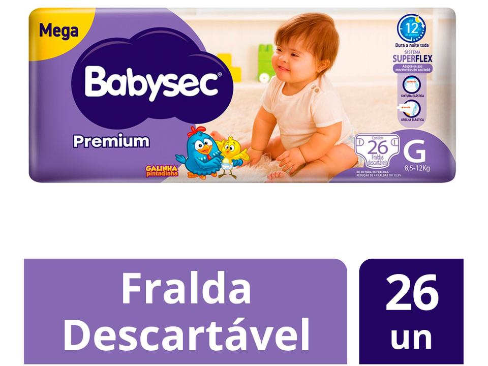 Fralda Babysec Premium Galinha Pintadinha Tam. G 8,5 a 12kg 26 Unidades - 1