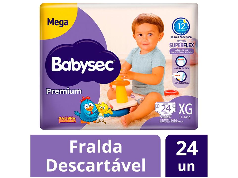 Fralda Babysec Premium Galinha Pintadinha Tam. XG 11 a 14kg 24 Unidades - 1