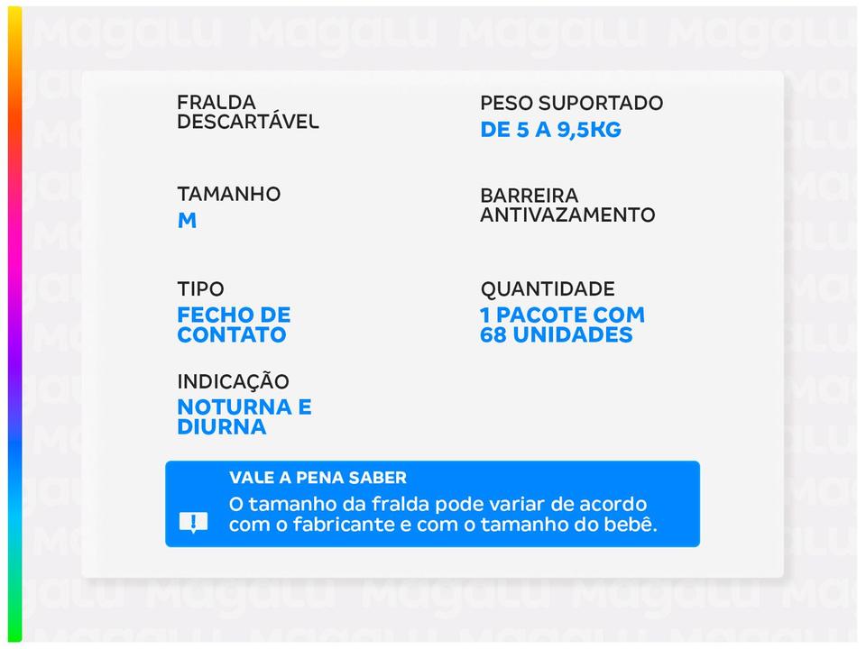 Fralda Babysec Premium Hiper M 5 a 9,5kg 68 Unidades - 2
