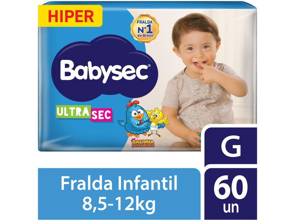 Fralda Babysec Ultrasec Galinha Pintadinha Tam. G 8,5 a 12kg 60 Unidades - 1