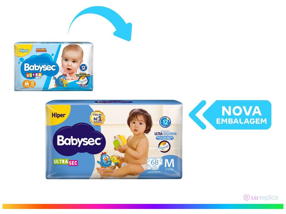 Fralda Babysec Ultrasec Galinha Pintadinha Tam. M 5 a 9,5kg 68 Unidades - 1