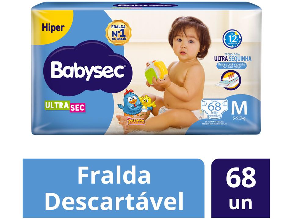 Fralda Babysec Ultrasec Galinha Pintadinha Tam. M 5 a 9,5kg 68 Unidades - 2