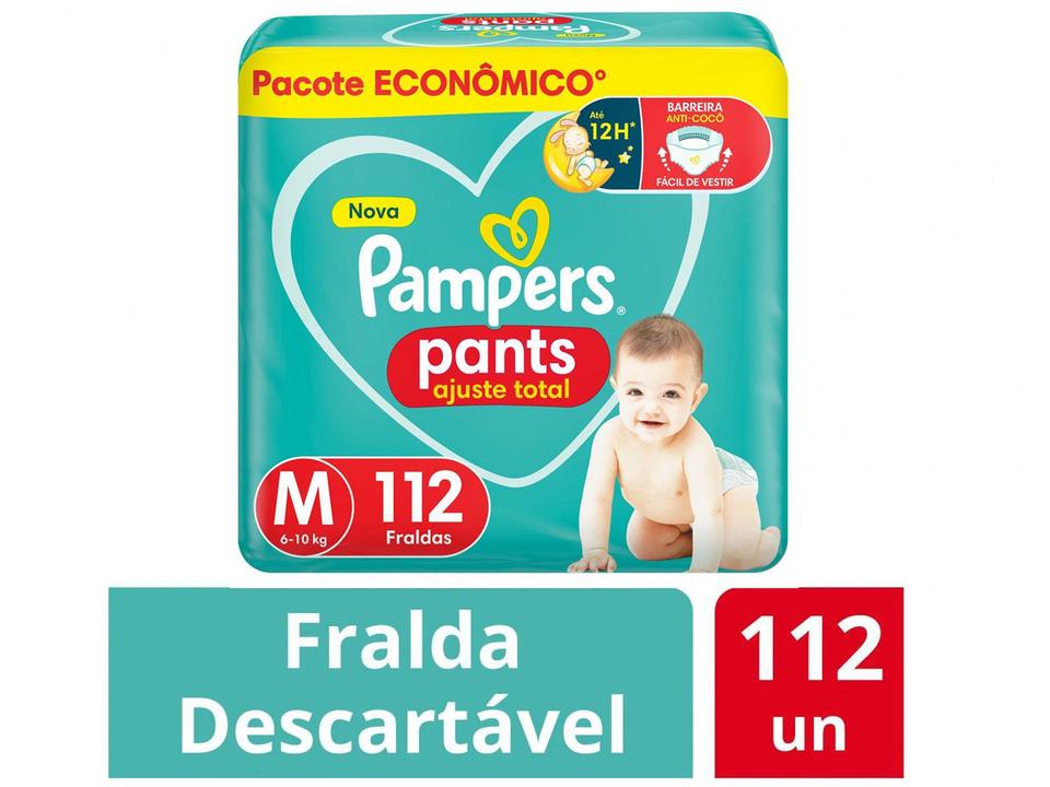 Fralda Calça Pampers Pants Ajuste Total Tam. M 6 a 10kg 112 Unidades - 1