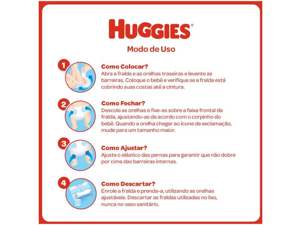Fralda Huggies Máxima Proteção Tam. M 5,5 até 9,5kg 72 Unidades - 9