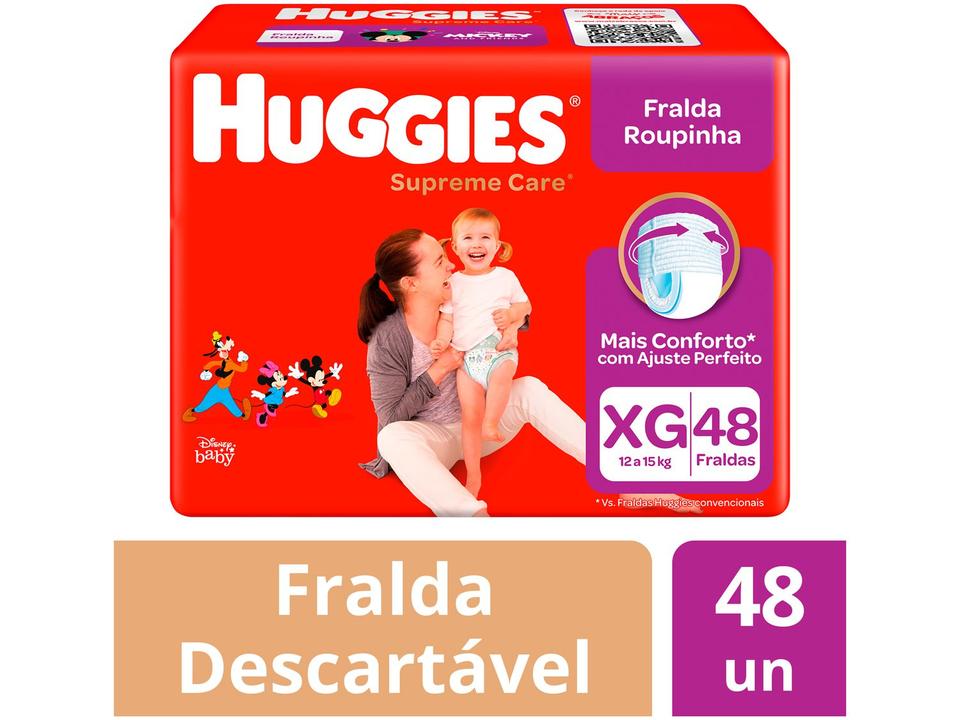 Fralda Huggies Supreme Care Roupinha - Tam. XG 12 a 15kg 48 Unidades - 1