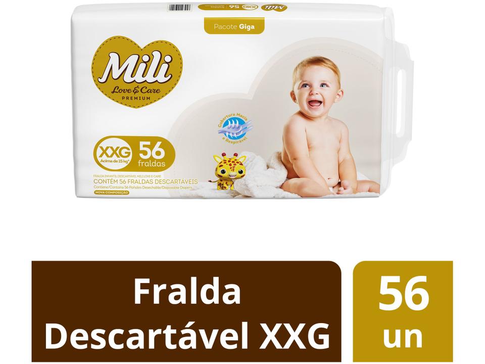 Fralda Mili Premium Love & Care Tam. XXG acima de 15kg 56 Unidades - 1