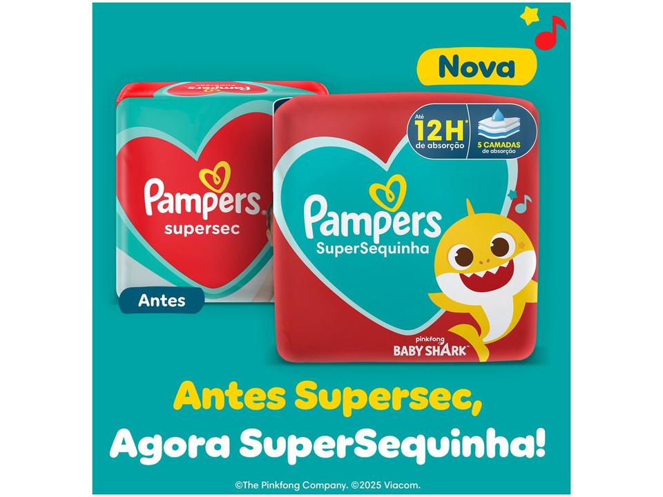 Fralda Pampers Baby Shark SuperSequinha Diurna e Noturna XG 11 a 15kg 70 Unidades - 1