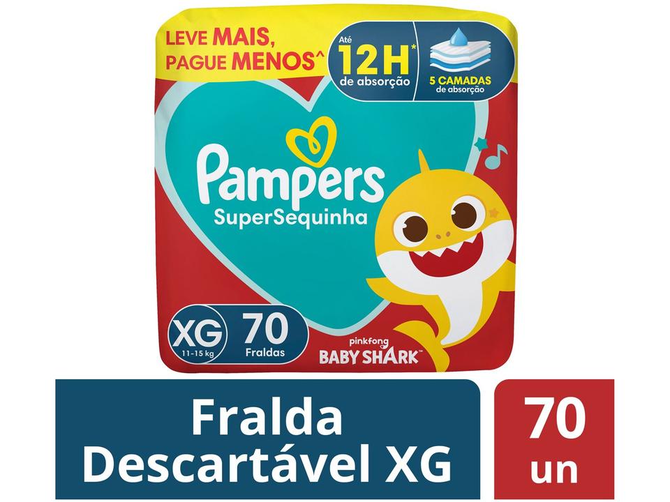 Fralda Pampers Baby Shark SuperSequinha Diurna e Noturna XG 11 a 15kg 70 Unidades - 2