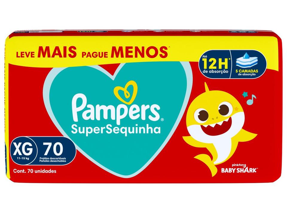 Fralda Pampers Baby Shark SuperSequinha Diurna e Noturna XG 11 a 15kg 70 Unidades - 10