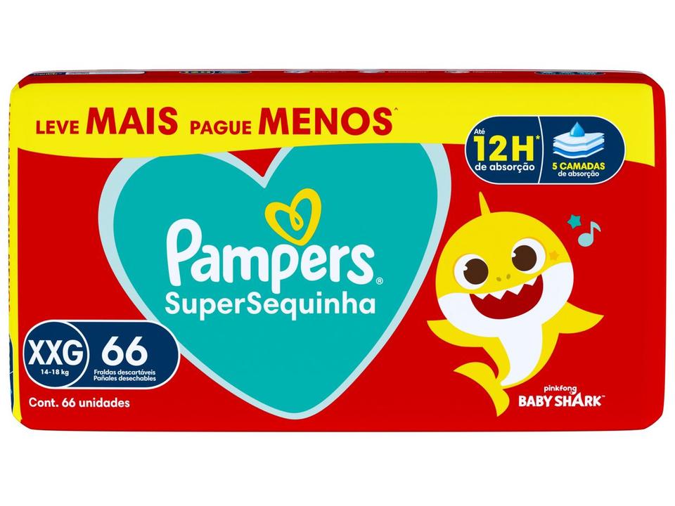 Fralda Pampers Baby Shark SuperSequinha Diurna e Noturna XXG 14 a 18kg 66 Unidades - 10