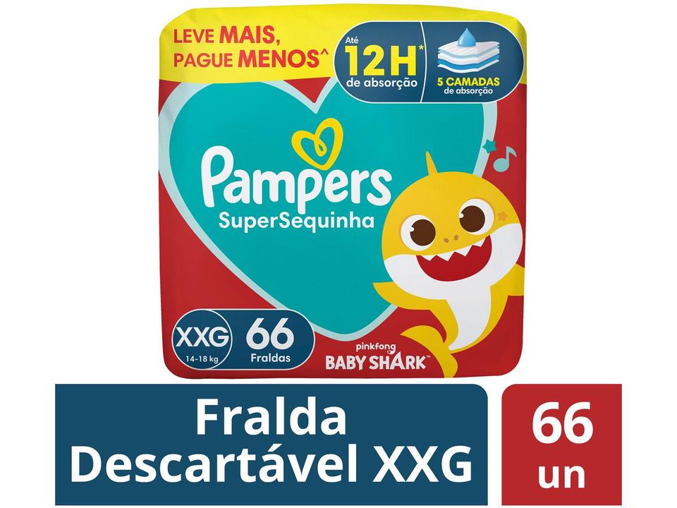 Fralda Pampers Baby Shark SuperSequinha Diurna e Noturna XXG 14 a 18kg 66 Unidades - 2