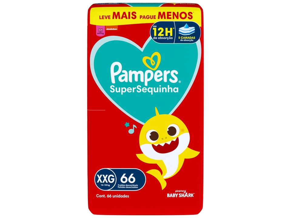 Fralda Pampers Baby Shark SuperSequinha Diurna e Noturna XXG 14 a 18kg 66 Unidades - 9