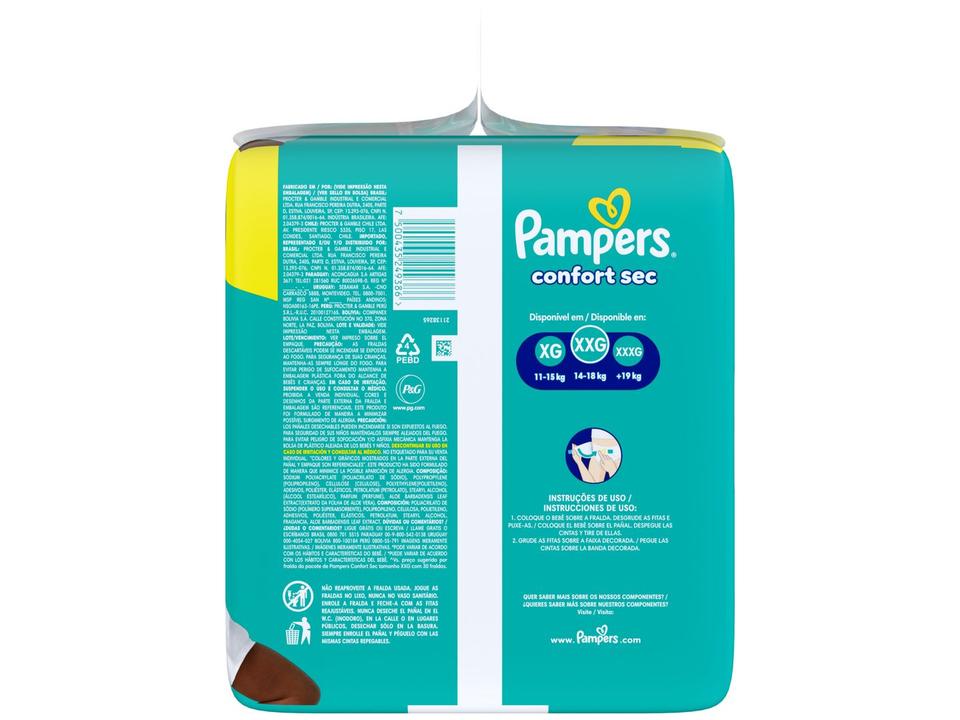 Fralda Pampers Confort Sec Diurna e Noturna XXG 14 a 18kg 88 Unidades - 11