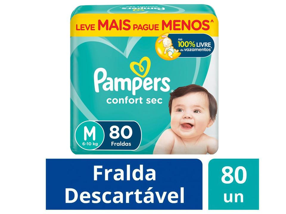 Fralda Pampers Confort Sec Tam. M 6 a 10kg 80 Unidades - 1