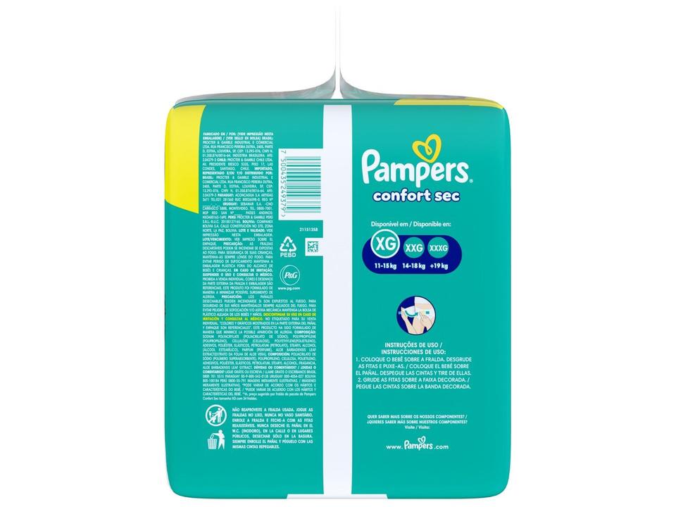 Fralda Pampers Confort Sec Tamanho XG (11-15kg) 92 Unidades - 10