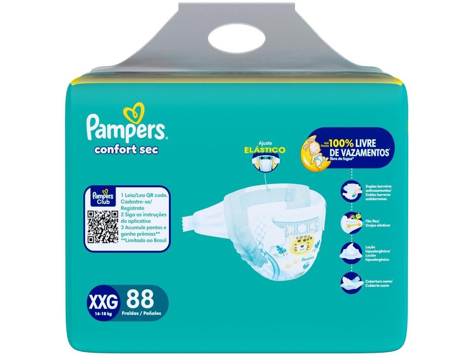 Fralda Pampers Confort Sec Tamanho XXG (14-18kg) 88 Unidades - 10