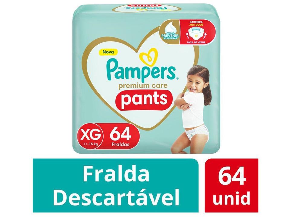 Fralda Pampers Premium Care Pants Calça Tam. XG 11 a 15kg 64 Unidades - 1