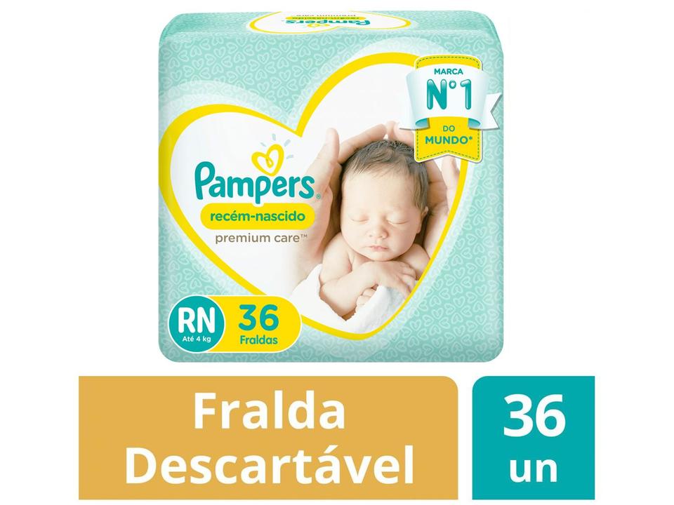Fralda Pampers Premium Care RN Até 4kg 36 Unidades - 1