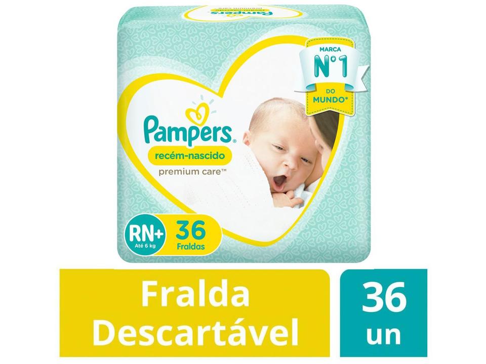 Fralda Pampers Premium Care RN+ Até 6kg 36 Unidades - 1