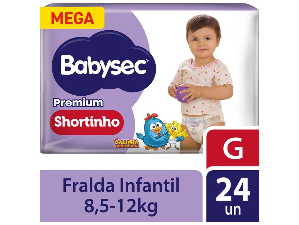 Fralda Shortinho Babysec Galinha Pintadinha Premium Tam. G 8,5 a 12kg 24 Unidades - 1
