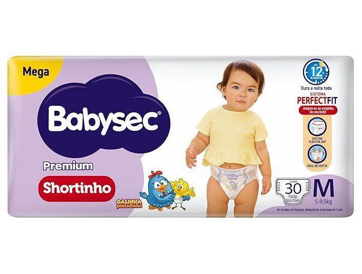 Fralda Shortinho Babysec Galinha Pintadinha Premium Tam. M 5 a 9,5kg 30 Unidades