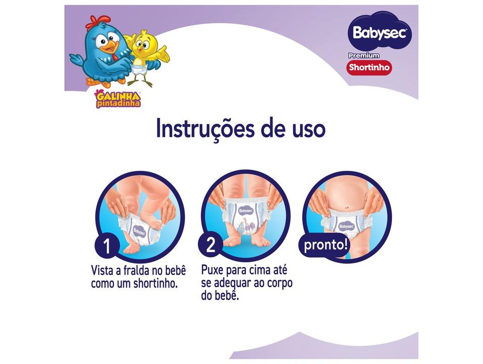 Fralda Shortinho Babysec Galinha Pintadinha Premium Tam. XG 11 a 14kg 22 Unidades - 3