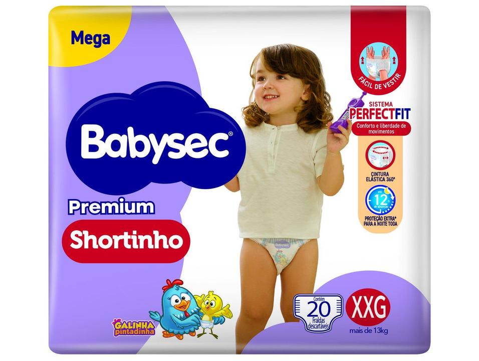 Fralda Shortinho Babysec Galinha Pintadinha Premium Tam. XXG Acima de 13kg 20 Unidades
