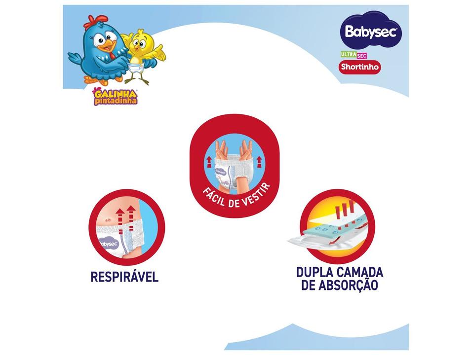 Fralda Shortinho Babysec Galinha Pintadinha Ultra Sec Tam. M 5 a 9,5kg 26 Unidades - 3