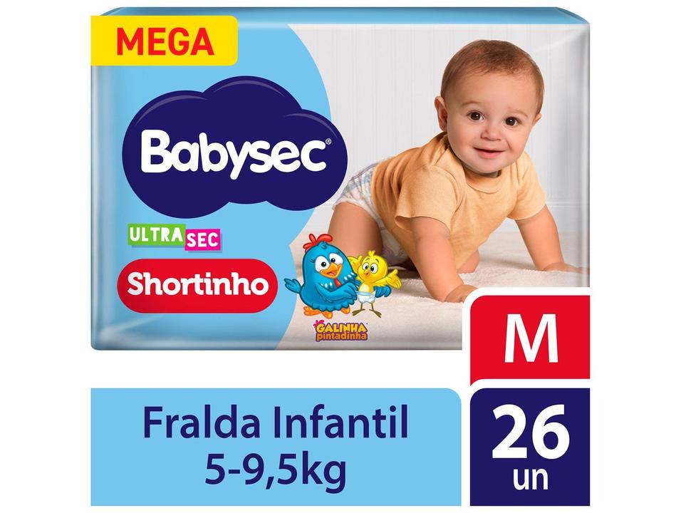 Fralda Shortinho Babysec Galinha Pintadinha Ultra Sec Tam. M 5 a 9,5kg 26 Unidades - 1